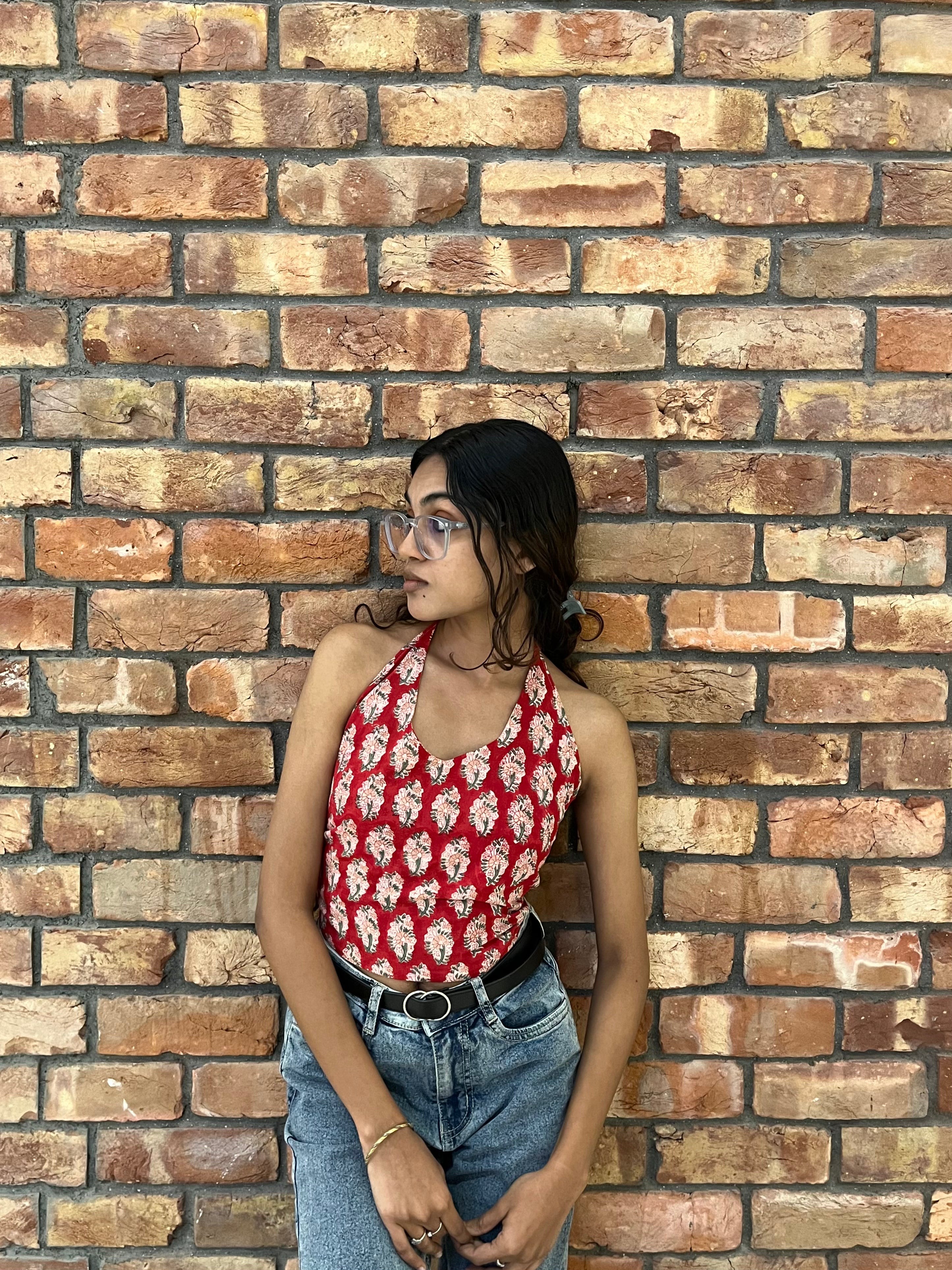 Sanganeri Buta Halter Neck Top